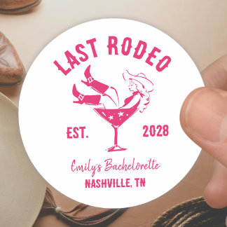 Pink Western Cowgirl Bachelorette Classic Round Sticker