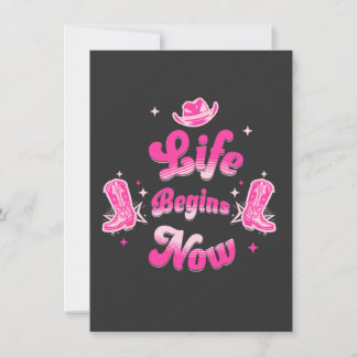 Pink Western Cowgirl Birthday Milestone Note Card