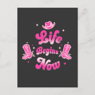 Pink Western Cowgirl Birthday Milestone Postcard