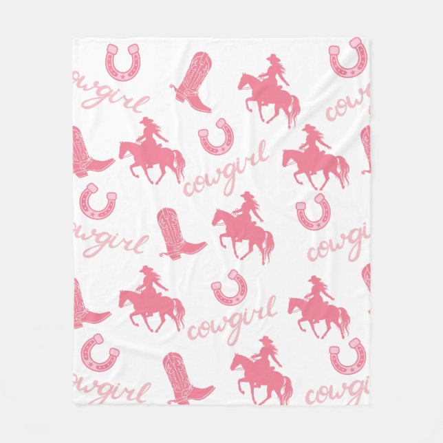Pink  Western Cowgirl Blanket - Personalized (Front)
