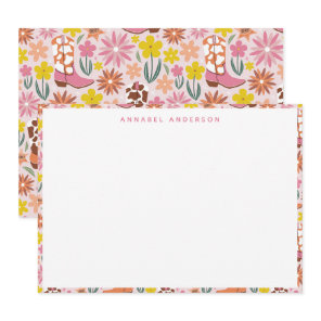 Pink Western Cowgirl Boots Border Personalized Thank You Card