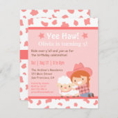 Pink Western Cowgirl Farm Kids Birthday Party Invitation (Front/Back)