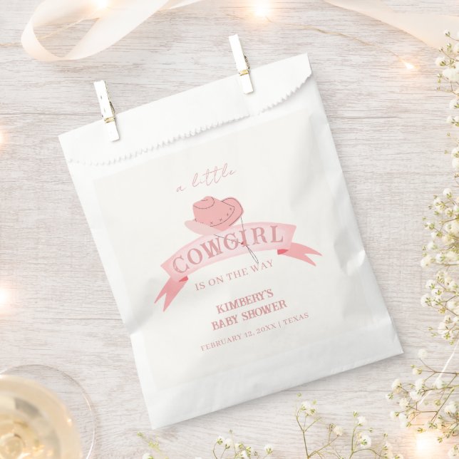 Pink Western Cowgirl Hat Baby Shower  Favor Bag (Clipped)