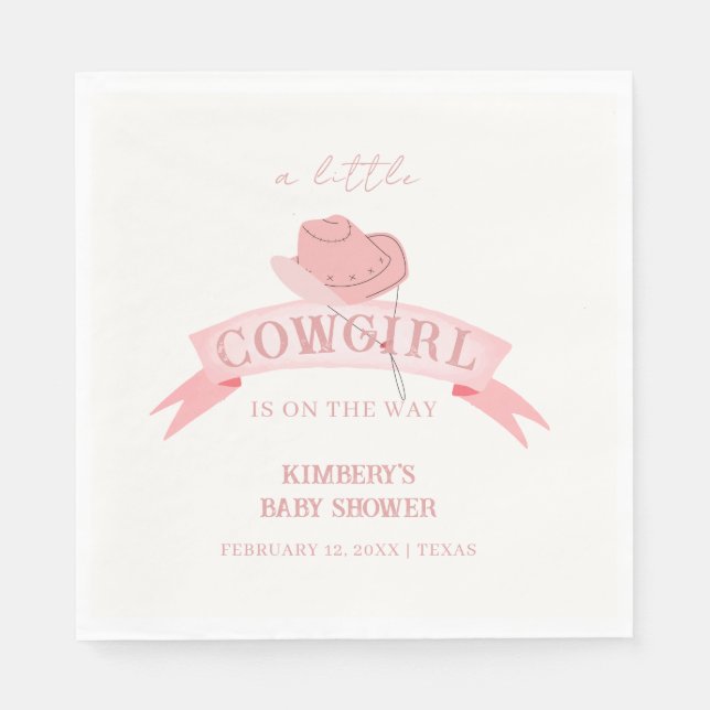 Pink Western Cowgirl Hat Baby Shower  Napkins (Front)