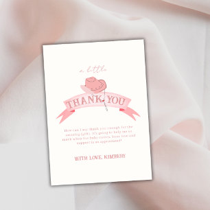 Pink Western Cowgirl Hat Baby Shower  Thank You Card