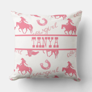 Pink Western Cowgirl Pillow Can Be Personalized