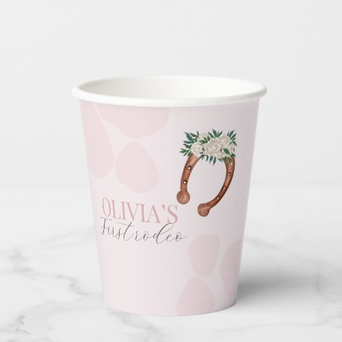 Pink western cowgirl rodeo birthday  paper cups