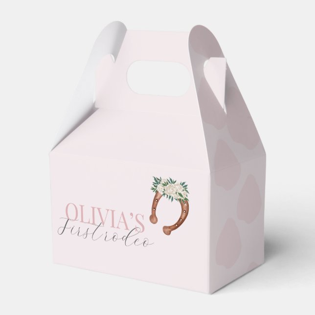 Pink western cowgirl rodeo photo birthday favor boxes (Front Side)
