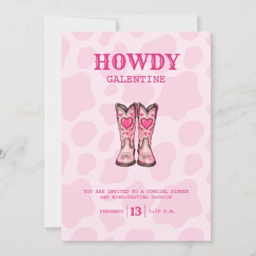 Pink Western Cowgirl Valentine Party Invitation