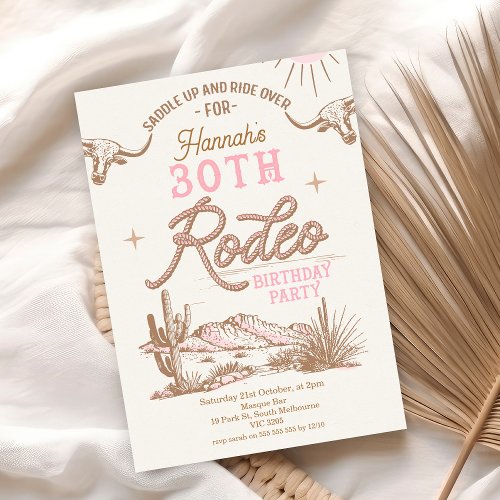 Pink Western Desert 30th Rodeo 30th Birthday  Invitation