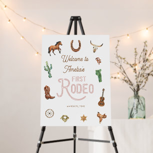 Pink Western First Birthday Rodeo Welcome Sign