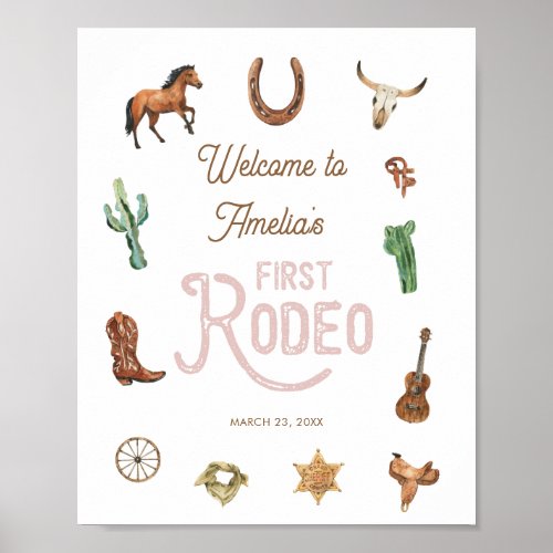 Pink Western First Birthday Rodeo Welcome Sign