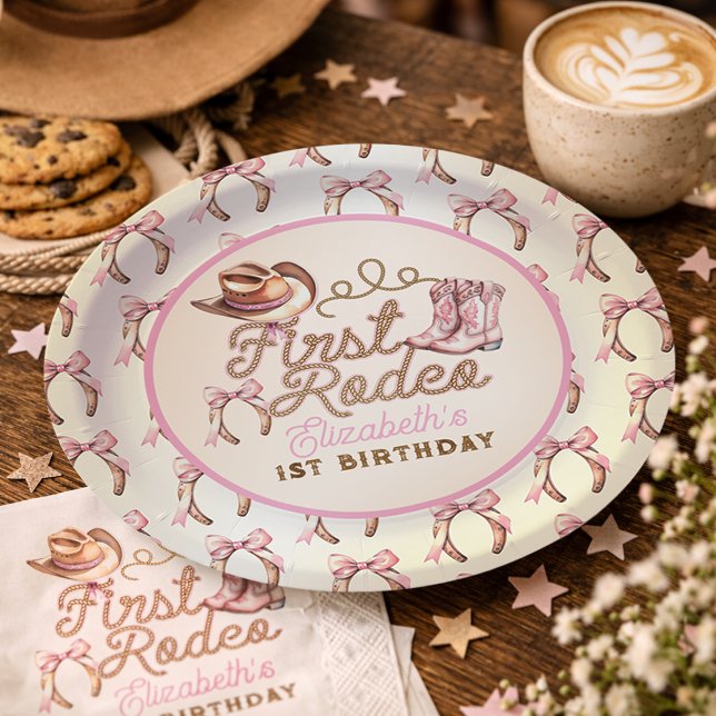 Pink Western First Rodeo Birthday Paper Plates (Pink Western First Rodeo Birthday Paper Plates)