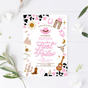 Pink Western First Rodeo Invitation