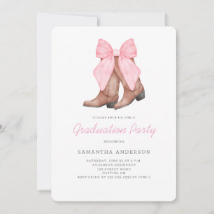Pink Western Graduation Party Invitation