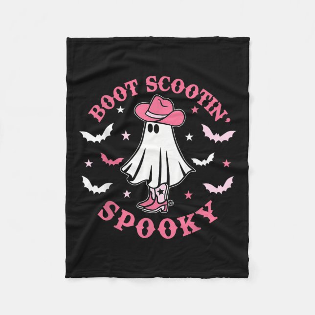 Pink Western Halloween Cowboy Ghost Boot Scootin S Fleece Blanket (Front)