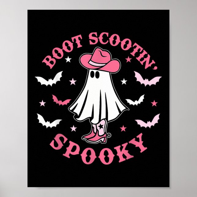 Pink Western Halloween Cowboy Ghost Boot Scootin S Poster (Front)