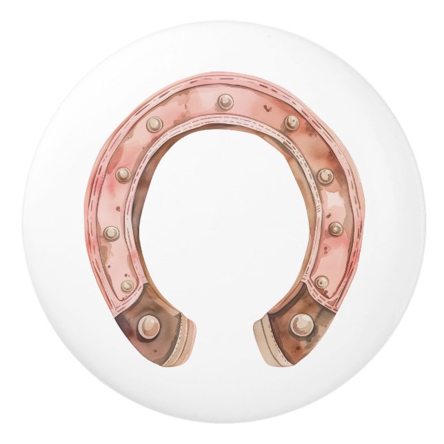Pink Western Horse Shoe Ceramic Knob (Front)