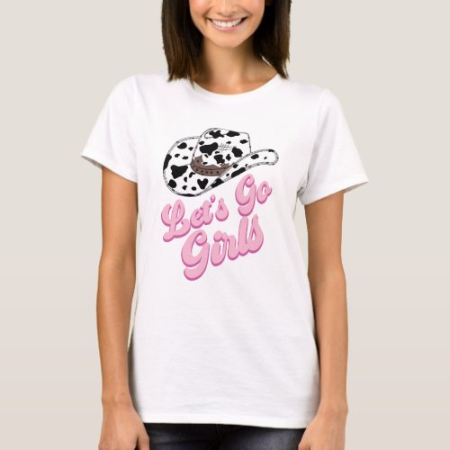 Pink Western Lets Go Girls Bachelorette  T_Shirt