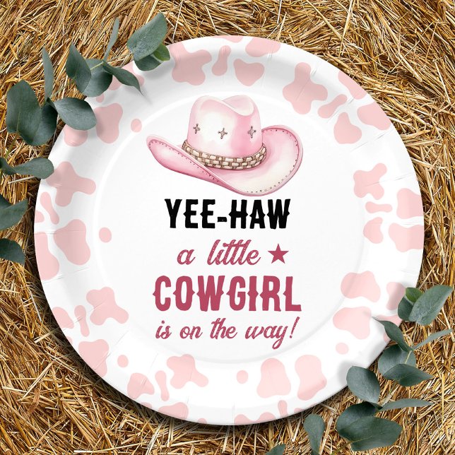 Pink Western Rodeo Cowgirl Baby Shower Paper Plates (Creator Uploaded)