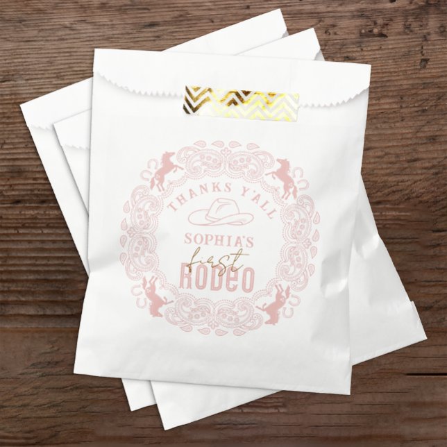 Pink Western Rodeo First Birthday Favor Bag – Rust (First Rodeo Birthday Favor Bag)