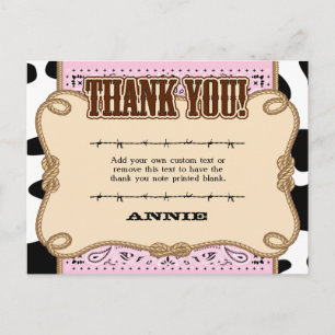 Pink Western Thank You Cards