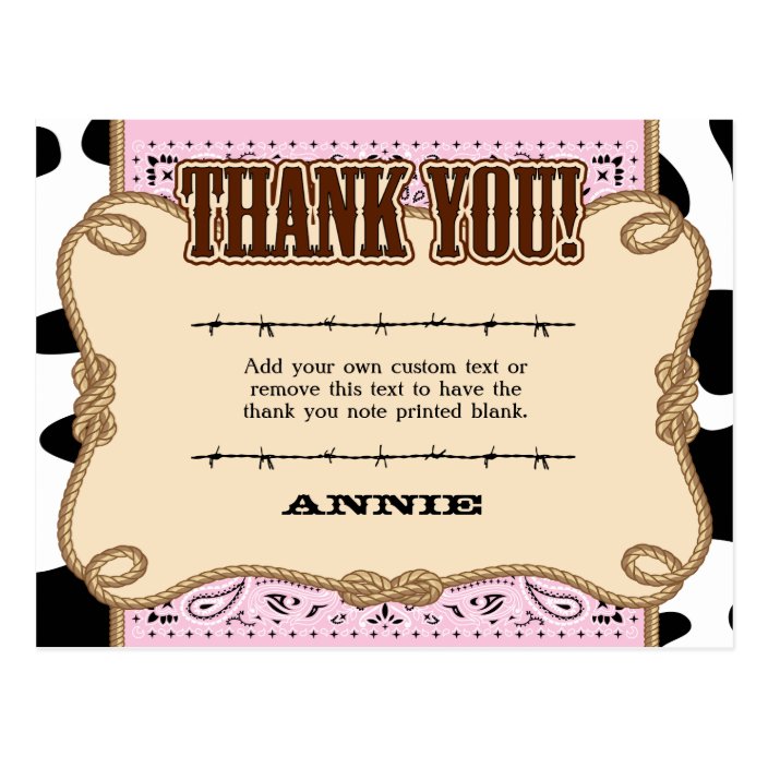 Pink Western Thank You Cards | Zazzle.com