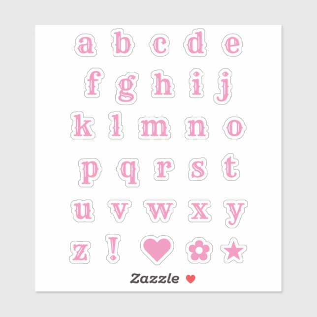 Pink Western Theme Party Letters Alphabet Stickers (Sheet)