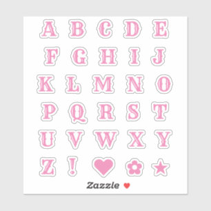 Pink Western Theme Party Letters Monogram Alphabet Sticker