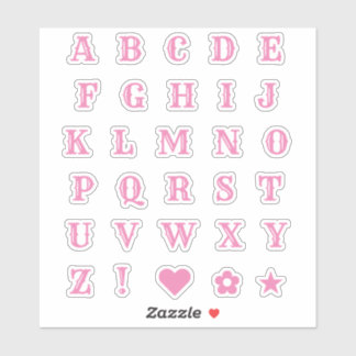 Pink Western Theme Party Letters Monogram Alphabet Sticker