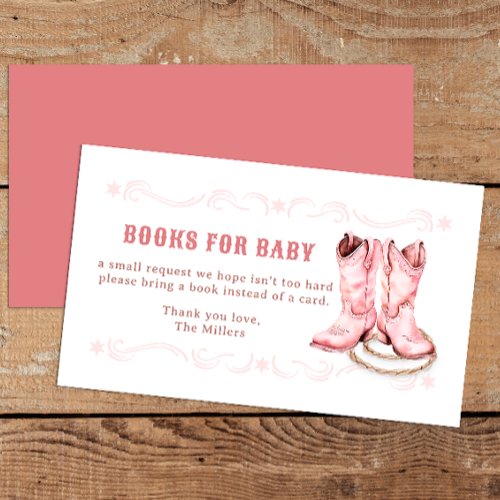 Pink Western Watercolor Books For Baby  Enclosure Card