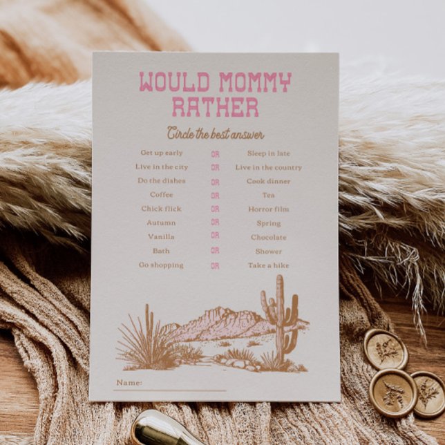 Pink Western Would Mommy Rather Baby Shower Game (Creator Uploaded)