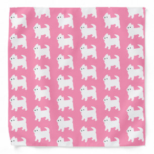 Pink Westie Pattern - West Highland Terrier Dogs Bandana