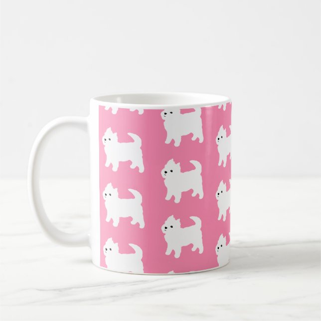 Pink Westie Pattern - West Highland Terrier Dogs Coffee Mug (Left)