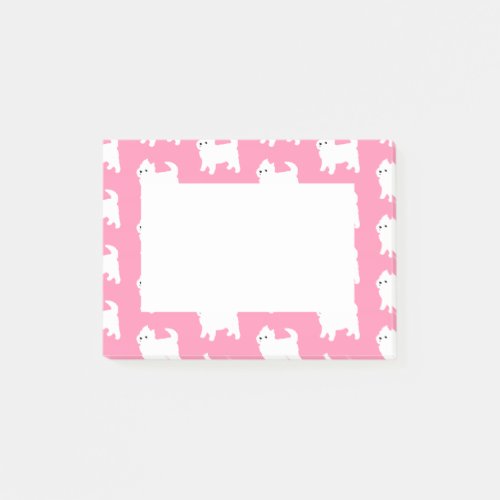 Pink Westie Pattern _ West Highland Terrier Dogs Post_it Notes