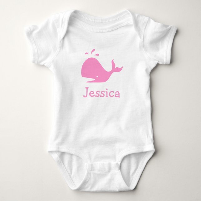 Pink whale baby clothes | Personalizable Baby Bodysuit (Front)