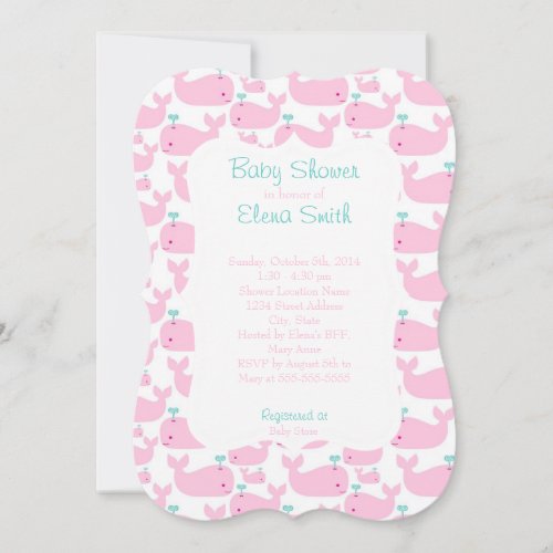 Pink Whale Baby Shower Invitation