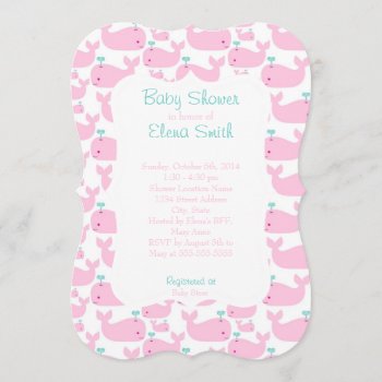 Pink Whale Baby Shower Invitation by KaleenaRae at Zazzle