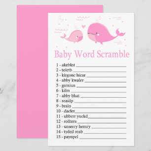 Pink Whale Baby word scramble game