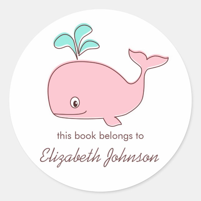 Pink Whale Bookplates (Front)