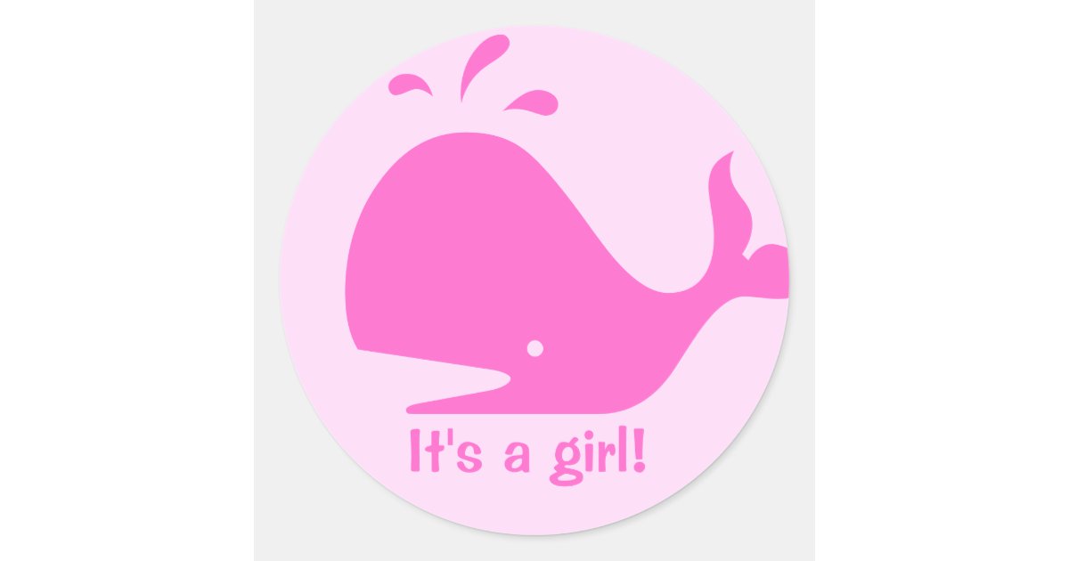 Pink Whale Cartoon Stickers For Baby Showers Zazzle Com
