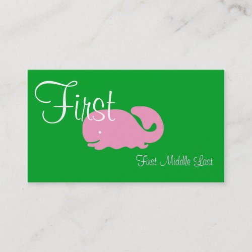 Pink Whale Girls Calling Card Business Card