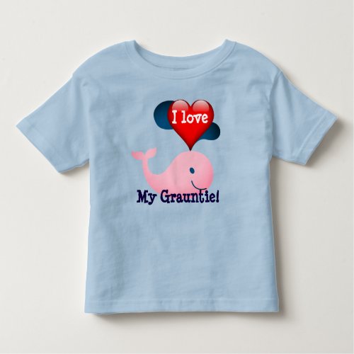Pink whale  heart declares I love my Grauntie  Toddler T_shirt