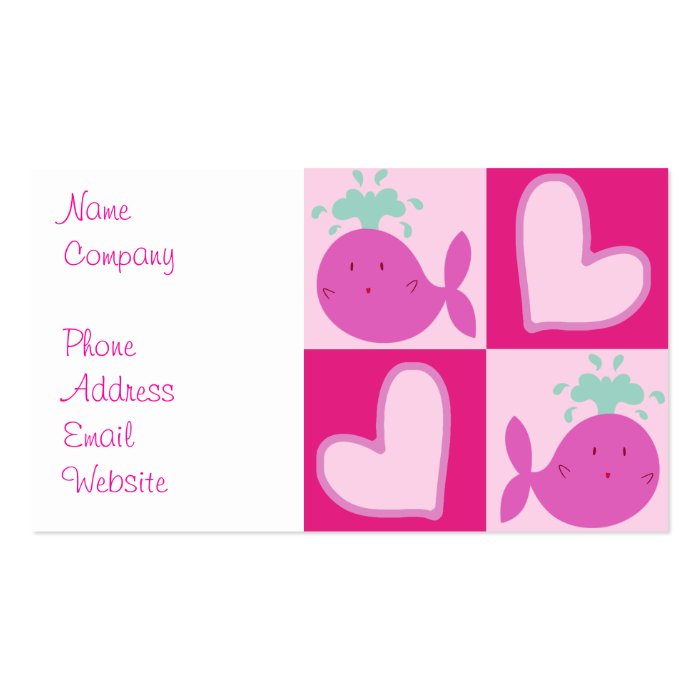 Pink Whale Heart Pattern Business Card