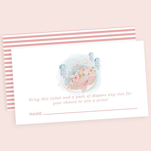 Pink Whale Jellyfish Baby Shower Diaper Raffle Enclosure Card