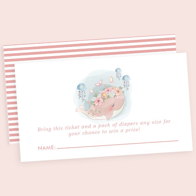 Pink Whale Jellyfish Baby Shower Diaper Raffle Enclosure Card (Creator Uploaded)