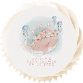 Pink Whale Jellyfish Girl Baby Shower Edible Frosting Rounds