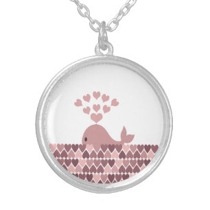 Pink Whale Love Silver Plated Necklace