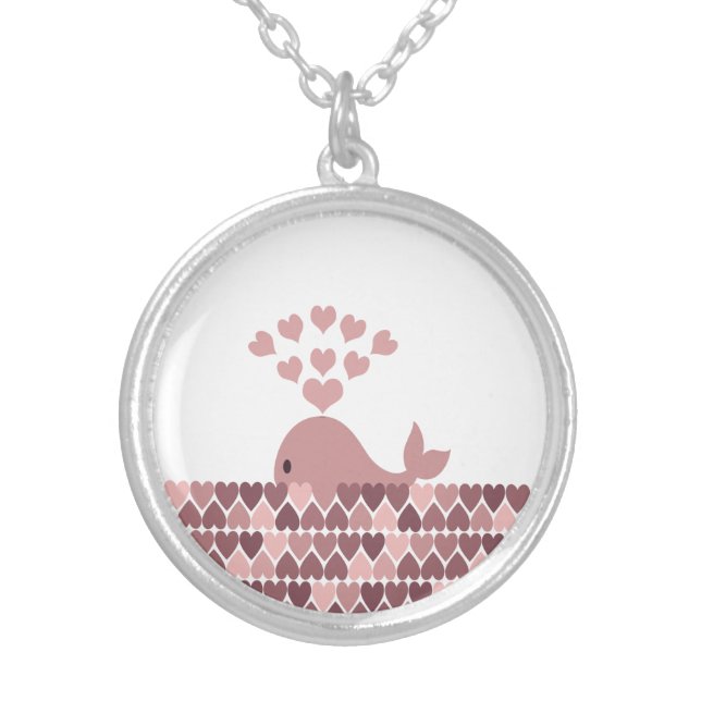 Pink Whale Love Silver Plated Necklace (Front)