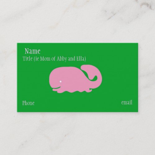 Pink Whale Mommy Card Business Card Templates